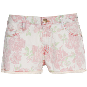 Current/Elliott The Boyfriend Red Rose Denim Shorts With Floral Print - shorts | shortebi | შორტები