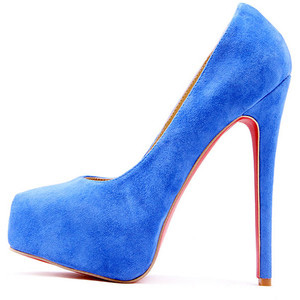 Blue Suede Hidden Platform Pump - Women's Platform Pumps | Platformebi | პლატფორმები