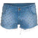 Lpfp Studded Spikey Blue Studded Denim Shorts - shorts