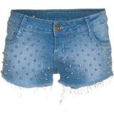 Lpfp Studded Spikey Blue Studded Denim Shorts - shorts | შორტები | shortebi 