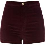 River Island Dark Red Velvet Shorts - shorts | შორტები | shortebi 