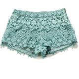 Floral Crochet Shorts in Teal - shorts