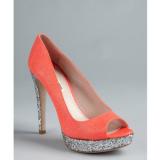Miu Miu Florescent Coral Stingray Embossed Leather Glitter Platform Pumps - Women's Platform Pumps | Platformebi | პლატფორმები 