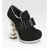 Miu Miu Runway Suede Bow Platform Booties - Women's Platform Pumps | Platformebi | პლატფორმები 