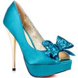 Luichiny Kissy Kiss - Teal Satin - Women's Platform Pumps | Platformebi | პლატფორმები 