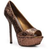 Sergio Rossi Glitter Platform Pump - Bronze - Women's Platform Pumps | Platformebi | პლატფორმები 