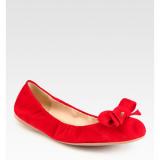 Prada Suede Bow Ballet Flats - Women's Ballet Flat Shoes 