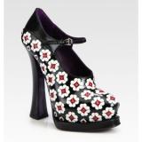 Prada Leather Flower  - Women's Platform Pumps | Platformebi | პლატფორმები 