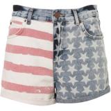 Tall Flag Print Denim Shorts - shorts