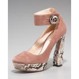 Prada Suede & Python - Women's Platform Pumps | Platformebi | პლატფორმები 