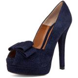 Fendi Bow Pump in Navy - Women's Platform Pumps | Platformebi | პლატფორმები 