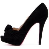 Black Suede Peep toe Lady Pump - Women's Platform Pumps | Platformebi | პლატფორმები 