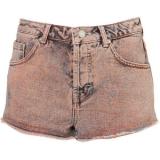 MOTO Neon Orange Acid High Waist Denim Hotpants - shorts