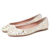 Uma Flats - White/Gold - Women's Ballet Flat Shoes | Baletkebi | ბალეტკები 