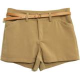 Empire Waist Khaki Chiffon Shorts - shorts