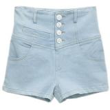 Slim Retro Denim Light-blue Shorts - shorts | შორტები | shortebi 