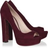 Miu Miu Glitter-sole suede peep-toe pumps - Women's Platform Pumps | Platformebi | პლატფორმები 