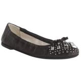 Prada Ebony Leather Studded Ballet Flats - Women's Ballet Flat Shoes | Baletkebi | ბალეტკები 