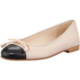 Prada Bicolor Leather Cap - Women's Ballet Flat Shoes 