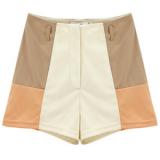 Contrast Colour Slim High-waist Cream Shorts - shorts | შორტები | shortebi 