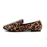 Point Rivets Leopard Flat Shoes - Women's Ballet Flat Shoes | Baletkebi | ბალეტკები 