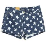 Stars Print Denim Shorts - shorts