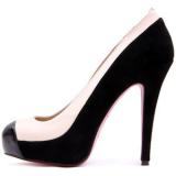 White and Black Stitching Pump - Women's Platform Pumps | Platformebi | პლატფორმები 
