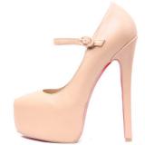 Beige 160mm Daffodile Leather Pump - Women's Platform Pumps | Platformebi | პლატფორმები 