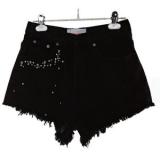 Beading Hole Cutoff Denim Shorts - shorts