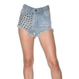 Unif Studded And Distressed Denim Shorts - shorts