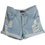 Turn-up Cuffs Distressed Denim Shorts - shorts | შორტები | shortebi 