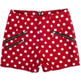 Zippered Polka Dot Low-waist Shorts Red - shorts