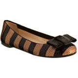 Prada Nude And Black Sequin Bow  - Women's Ballet Flat Shoes 