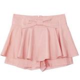 Pink Mid Waist Bow Polyester Shorts - shorts | შორტები | shortebi 