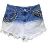 Stars Rivets Gradient Blue Shorts - shorts