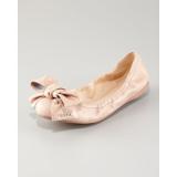 Prada Crackled Metallic Bow - Women's Ballet Flat Shoes 