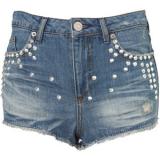 Petite Studded Denim Hotpants - shorts