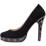 Black Suede Diamond помпа - обувки Платформа Помпи жените 