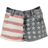 Petite Flag Print Denim Shorts - shorts