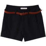 Fitted Belt Wave Side Black Shorts - shorts | შორტები | shortebi 