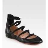 Nina Ricci Leather Bow Ballet Flats - Women's Ballet Flat Shoes | Baletkebi | ბალეტკები 