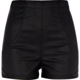River Island Black Pu High Waisted Shorts - shorts