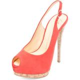 Giuseppe Zanotti Sling Back Cork Pump in Coral - Women's Platform Pumps | Platformebi | პლატფორმები 