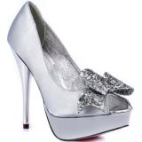 Luichiny Kissy Kiss - Silver Satin - Women's Platform Pumps | Platformebi | პლატფორმები 