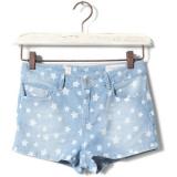 Pull & Bear Stars Print Denim Shorts - shorts