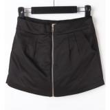 Black Cotton Zip Front Pockets Skirt Shorts - shorts | შორტები | shortebi 