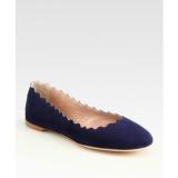 Chloé Scalloped Suede Ballet Flats - Women's Ballet Flat Shoes | Baletkebi | ბალეტკები 