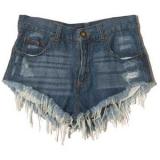 Frayed Hem Threadbare Style Denim Shorts - shorts | შორტები | shortebi 