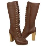 Womens Boots - Rockport  Women's Courtlyn Laced Tall Bo   Cigar Leather - QALIS CHEQMEBI - ქალის ჩექმები