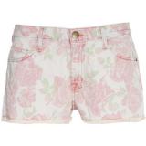 Current/Elliott The Boyfriend Red Rose Denim Shorts With Floral Print - shorts